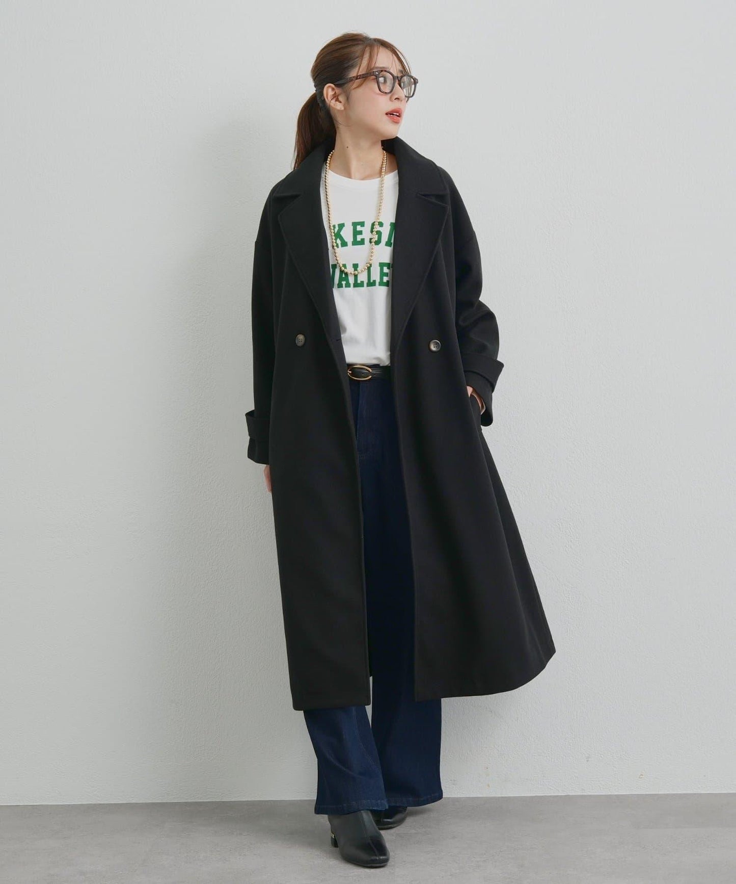 優雅成熟風格雙排扣長款大衣