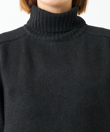 高搭配性羊毛風高領針織長款上衣