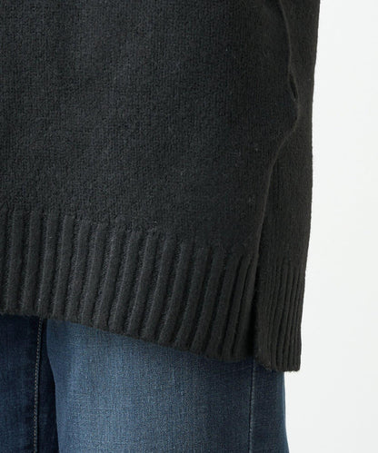 高搭配性羊毛風高領針織長款上衣