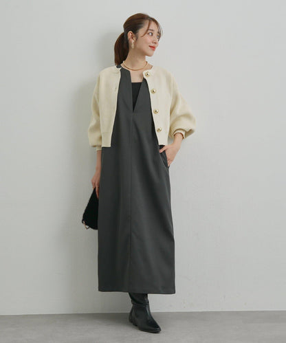 深V領長款連衣裙