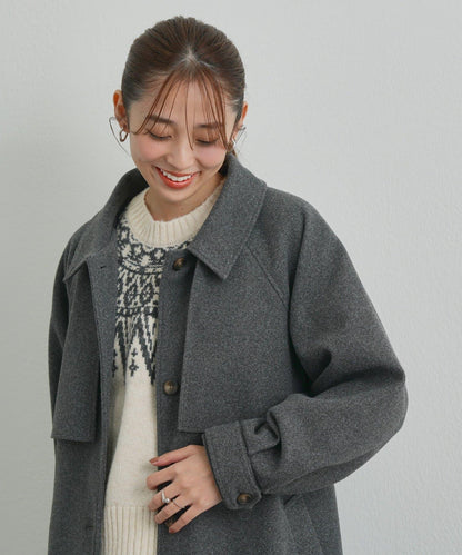 《大人のこなれ感》拼色單排扣長款大衣