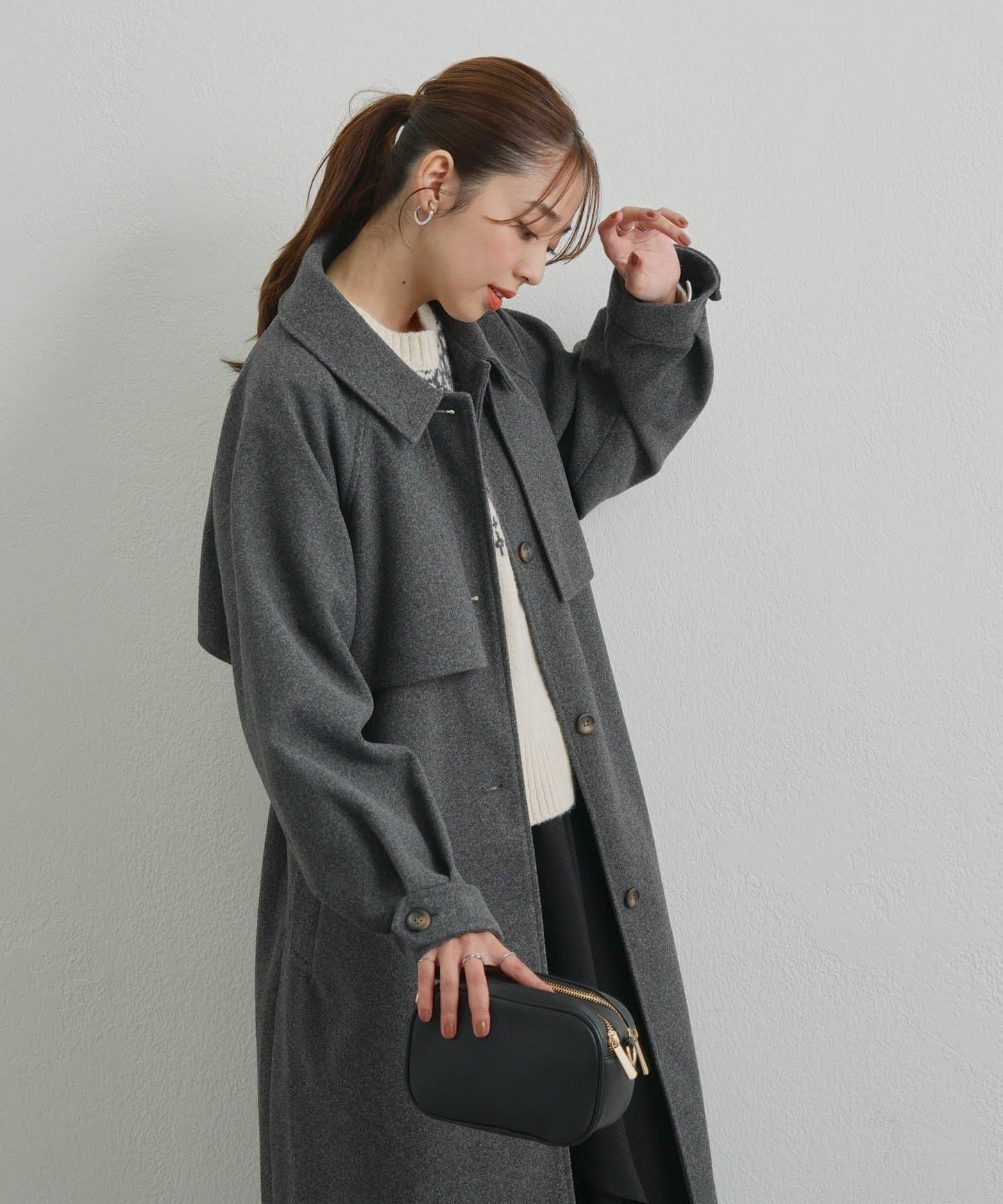 《大人のこなれ感》拼色單排扣長款大衣