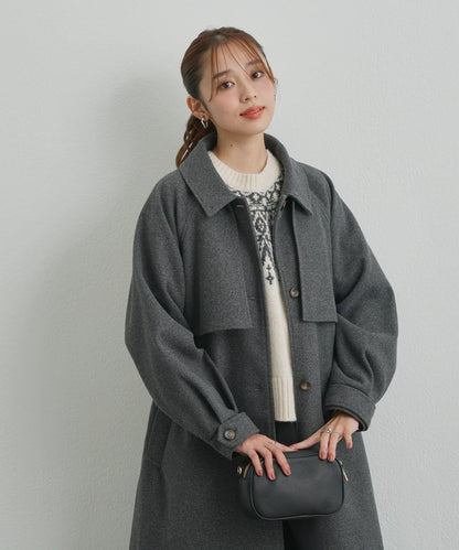 《大人のこなれ感》拼色單排扣長款大衣