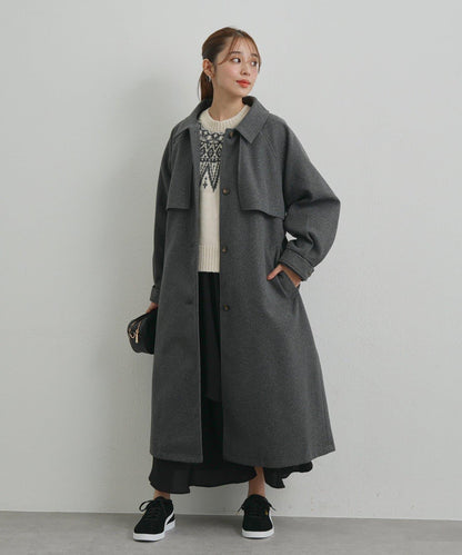 《大人のこなれ感》拼色單排扣長款大衣