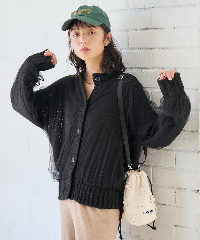 拼接網紗針織開衫