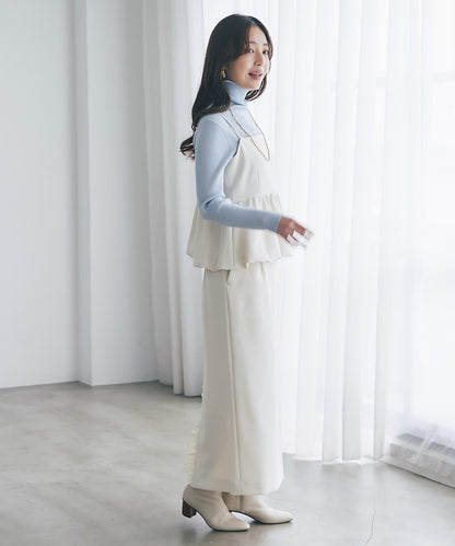 雙層斜紋窄版長裙