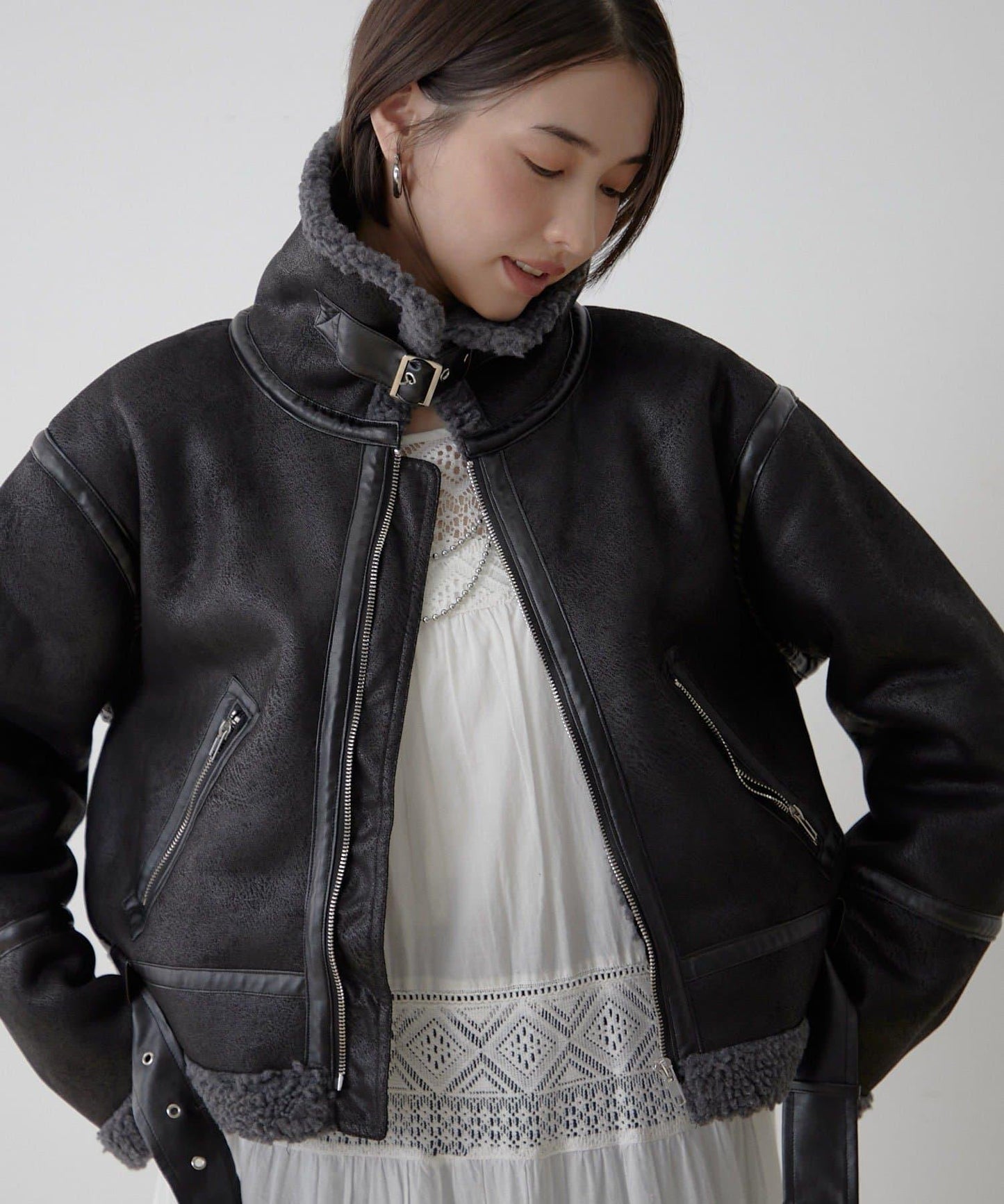 【nane】羊毛飛行夾克