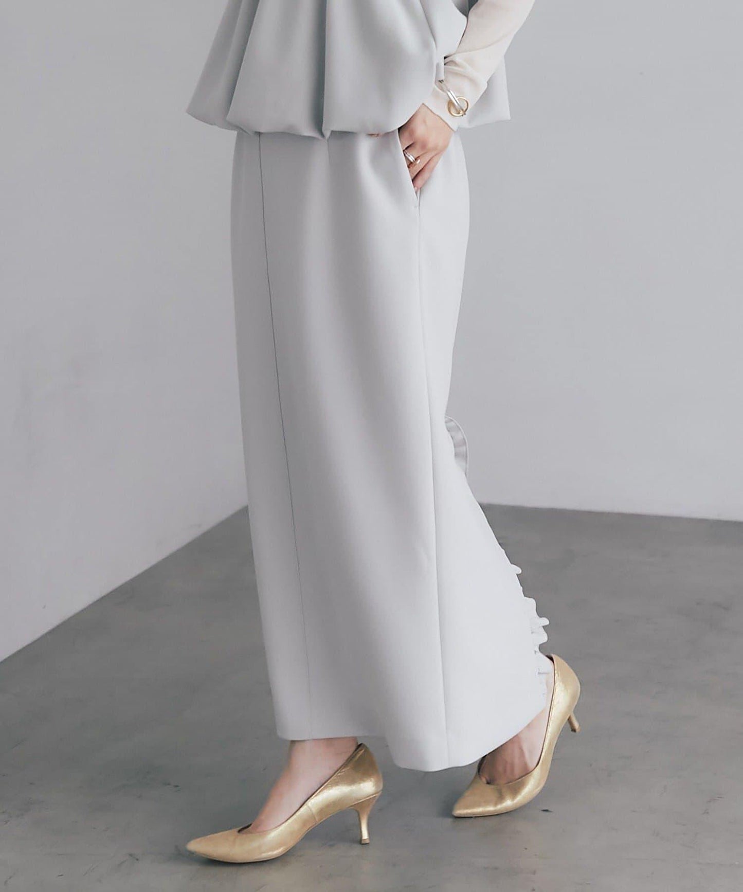 雙層斜紋窄版長裙