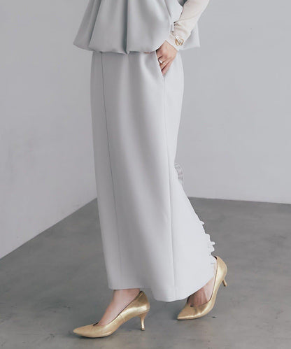 雙層斜紋窄版長裙