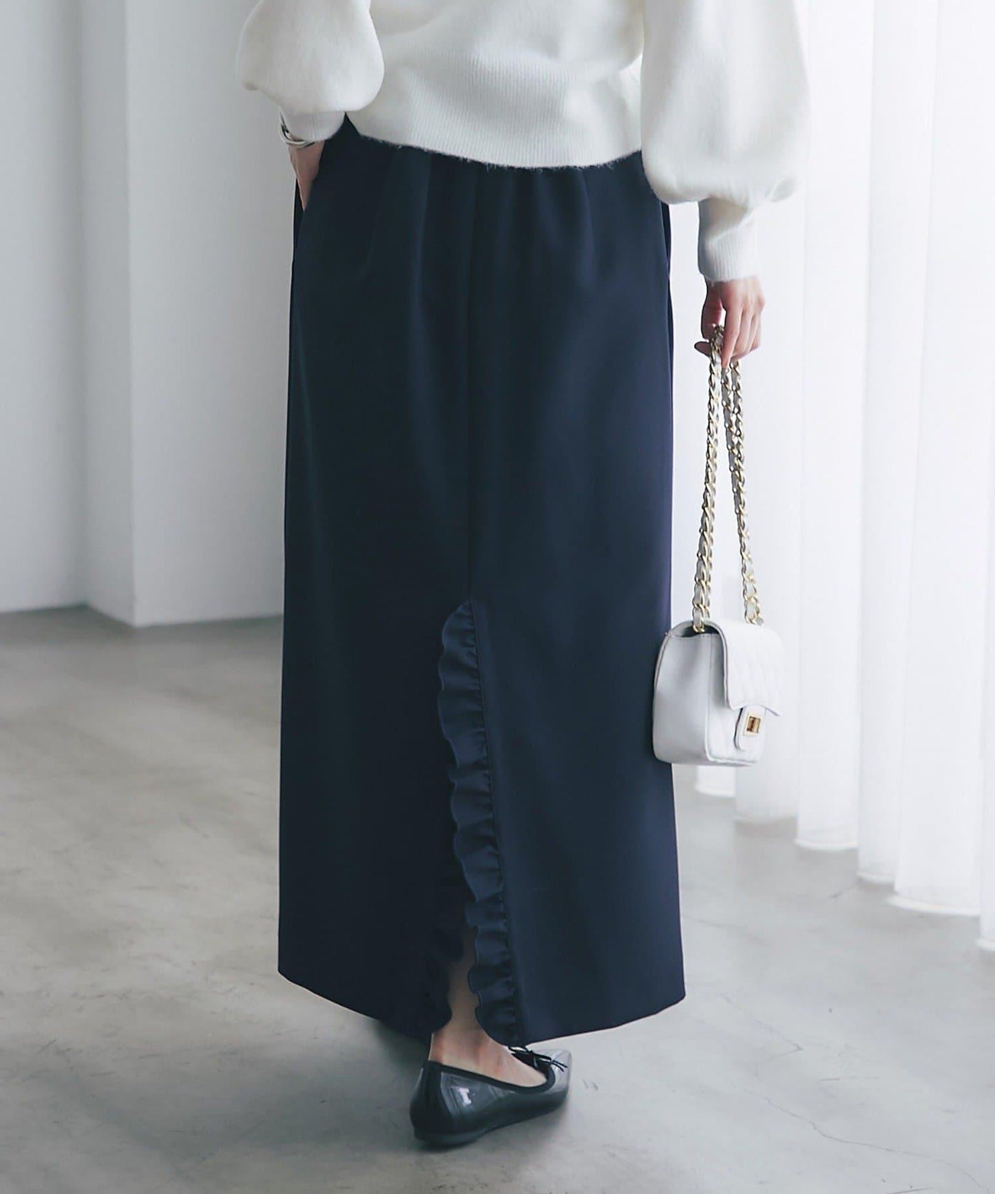 雙層斜紋窄版長裙