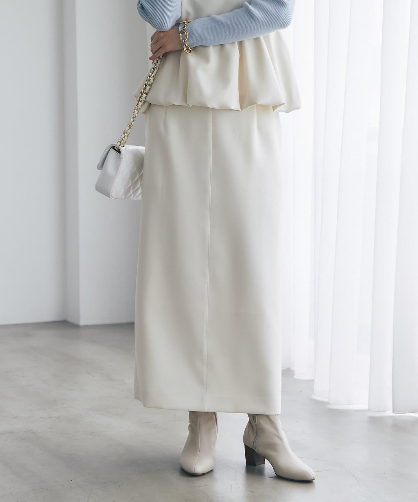 雙層斜紋窄版長裙