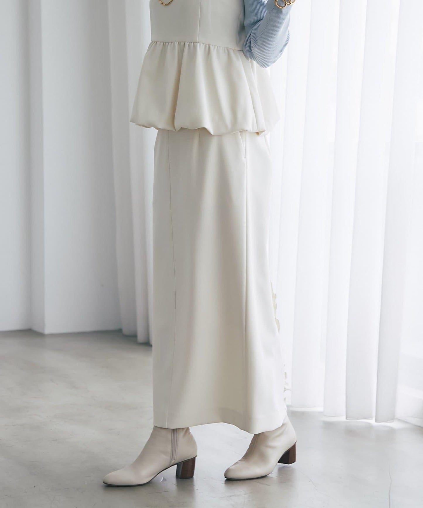 雙層斜紋窄版長裙