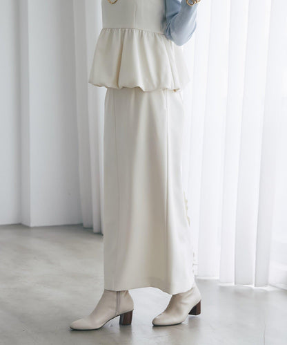 雙層斜紋窄版長裙