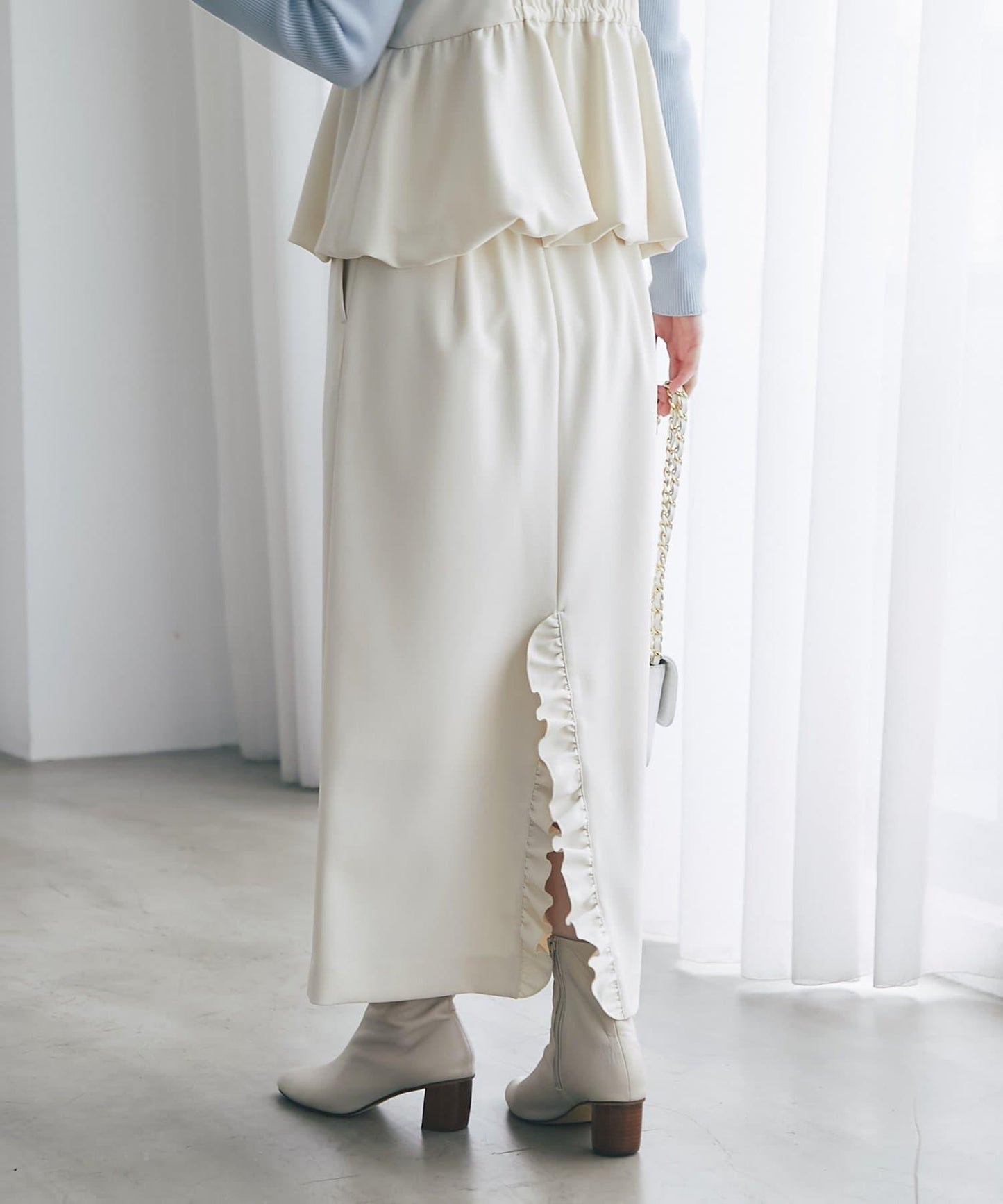 雙層斜紋窄版長裙