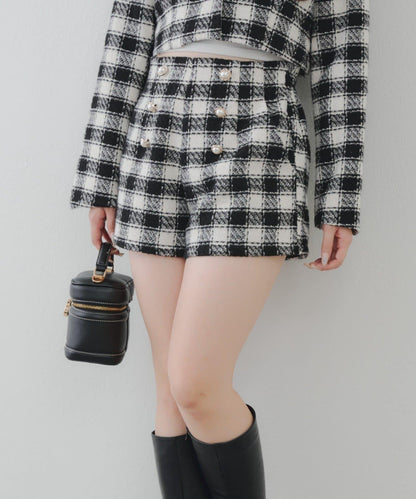 【套裝可搭配】金色紐扣粗花呢短褲