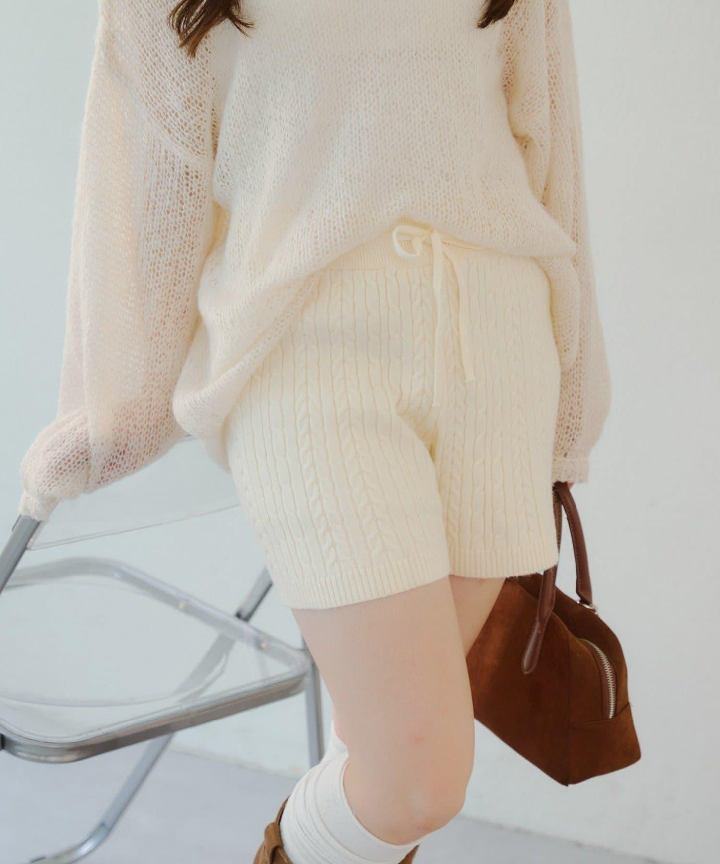 麻花編織針織短褲