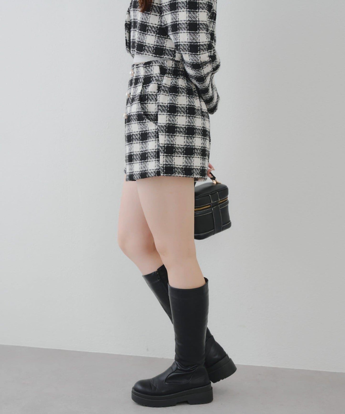 【套裝可搭配】金色紐扣粗花呢短褲