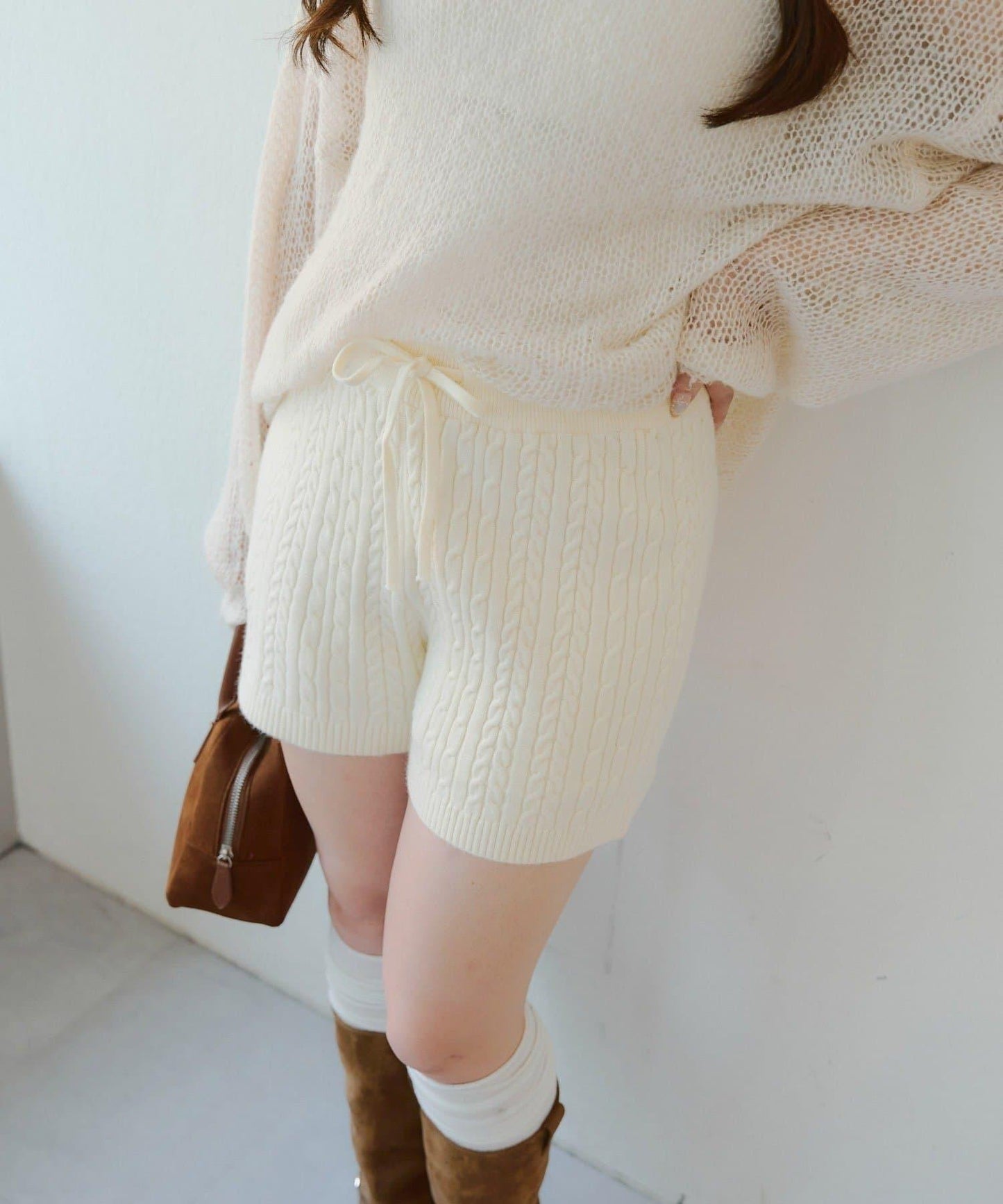 麻花編織針織短褲