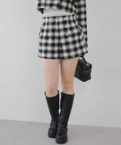 【套裝可搭配】金色紐扣粗花呢短褲