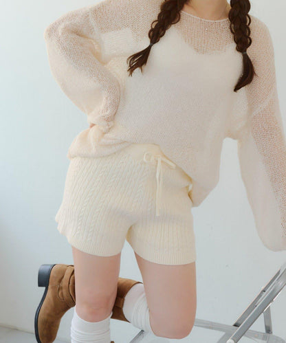 麻花編織針織短褲