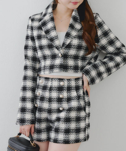 【套裝可搭配】金色紐扣粗花呢短褲