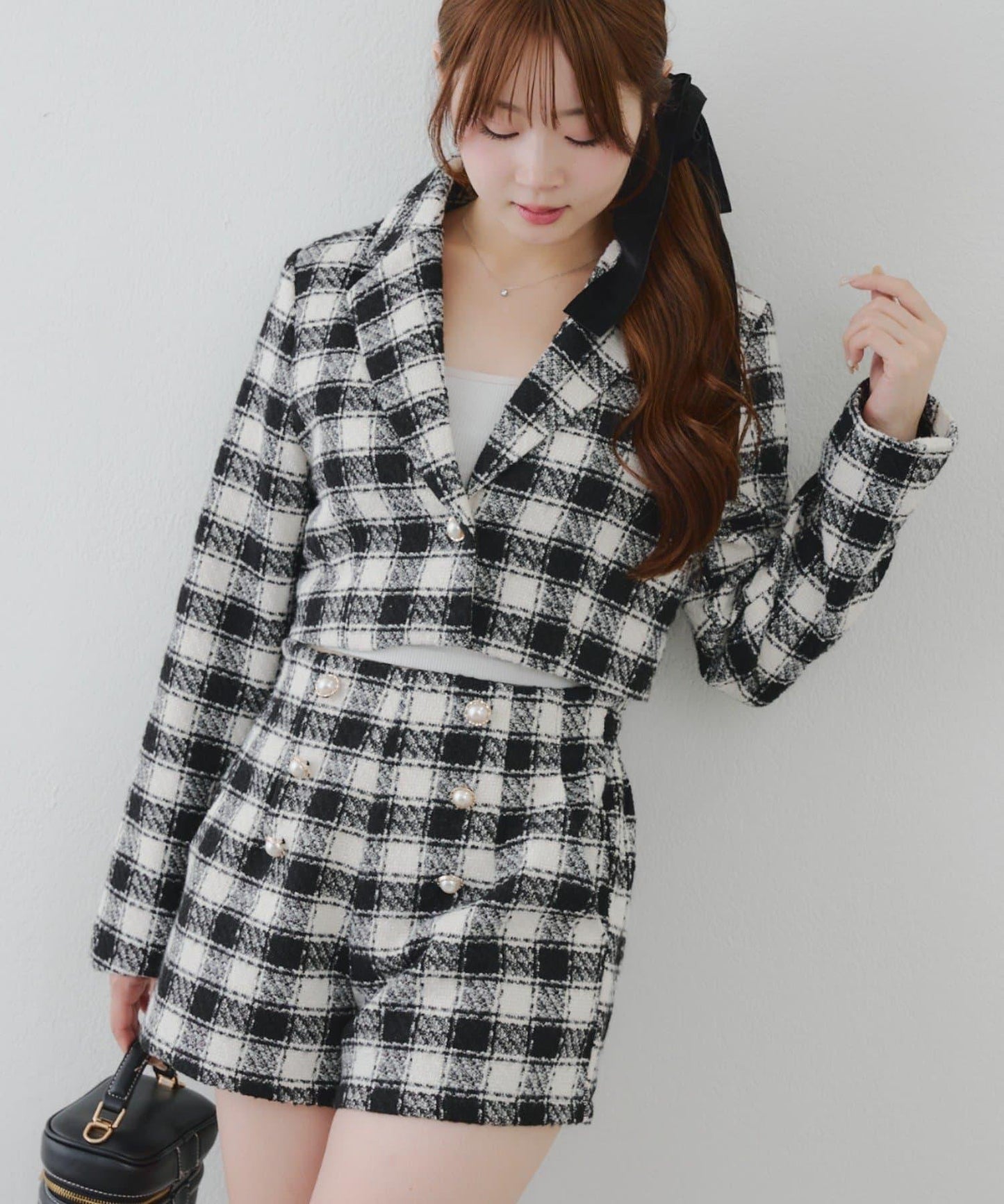 【套裝可搭配】金色紐扣粗花呢短褲