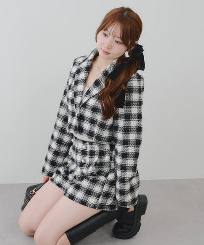 【套裝可搭配】金色紐扣粗花呢短褲