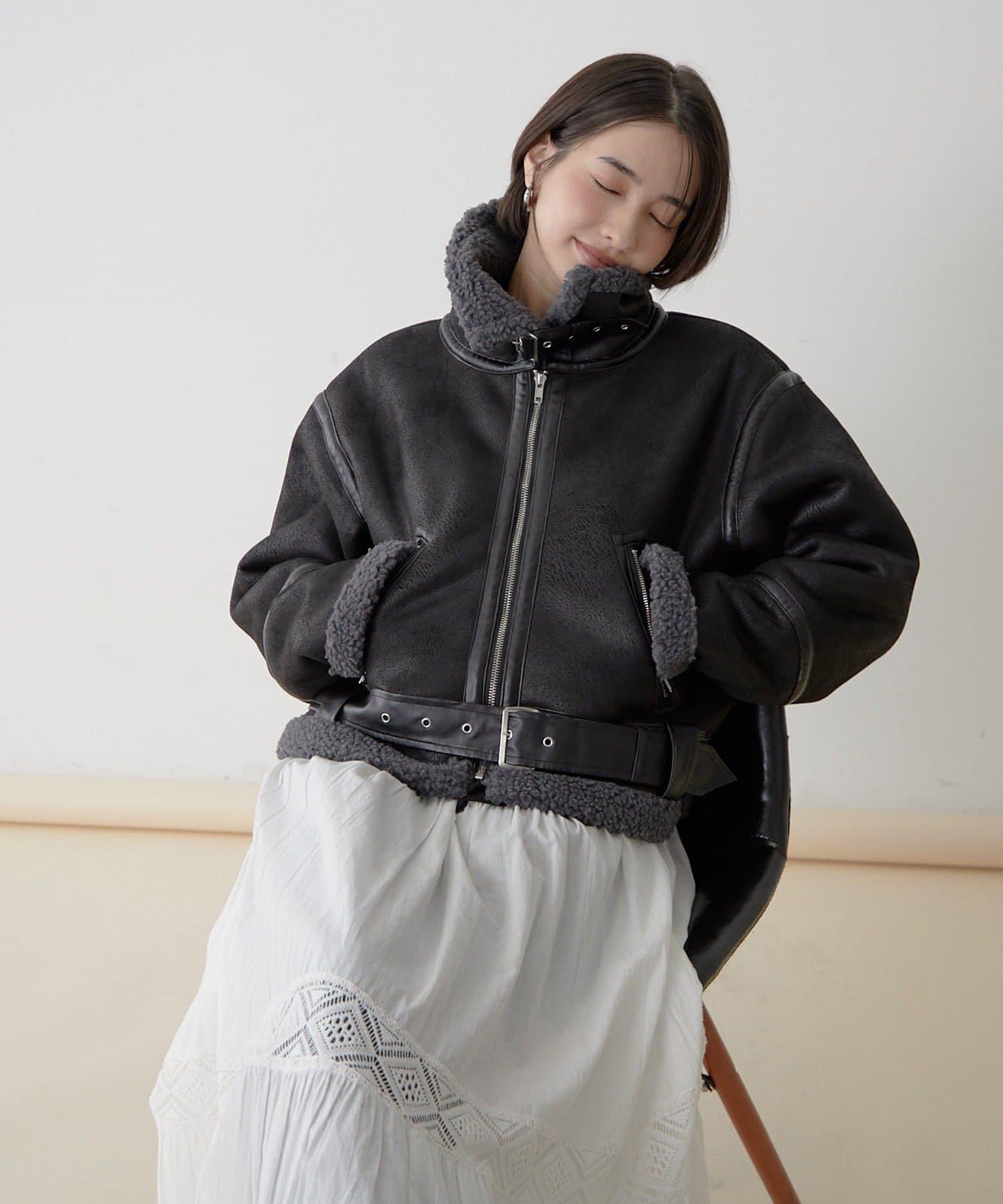 【nane】羊毛飛行夾克