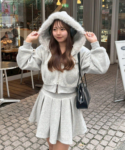 【上下套裝】毛絨連帽衫套裝