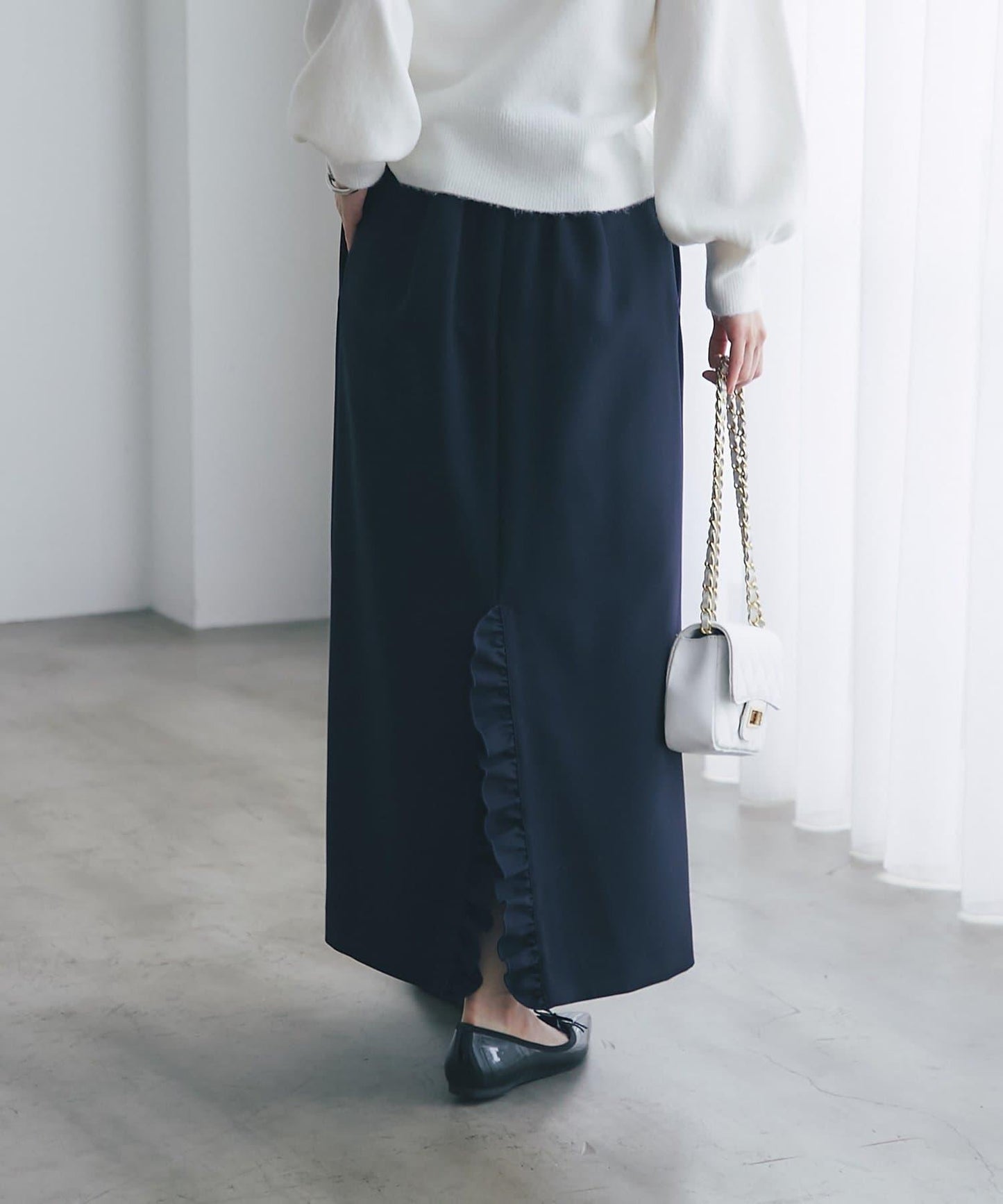 雙層斜紋窄版長裙