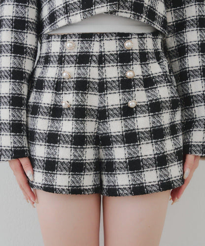 【套裝可搭配】金色紐扣粗花呢短褲