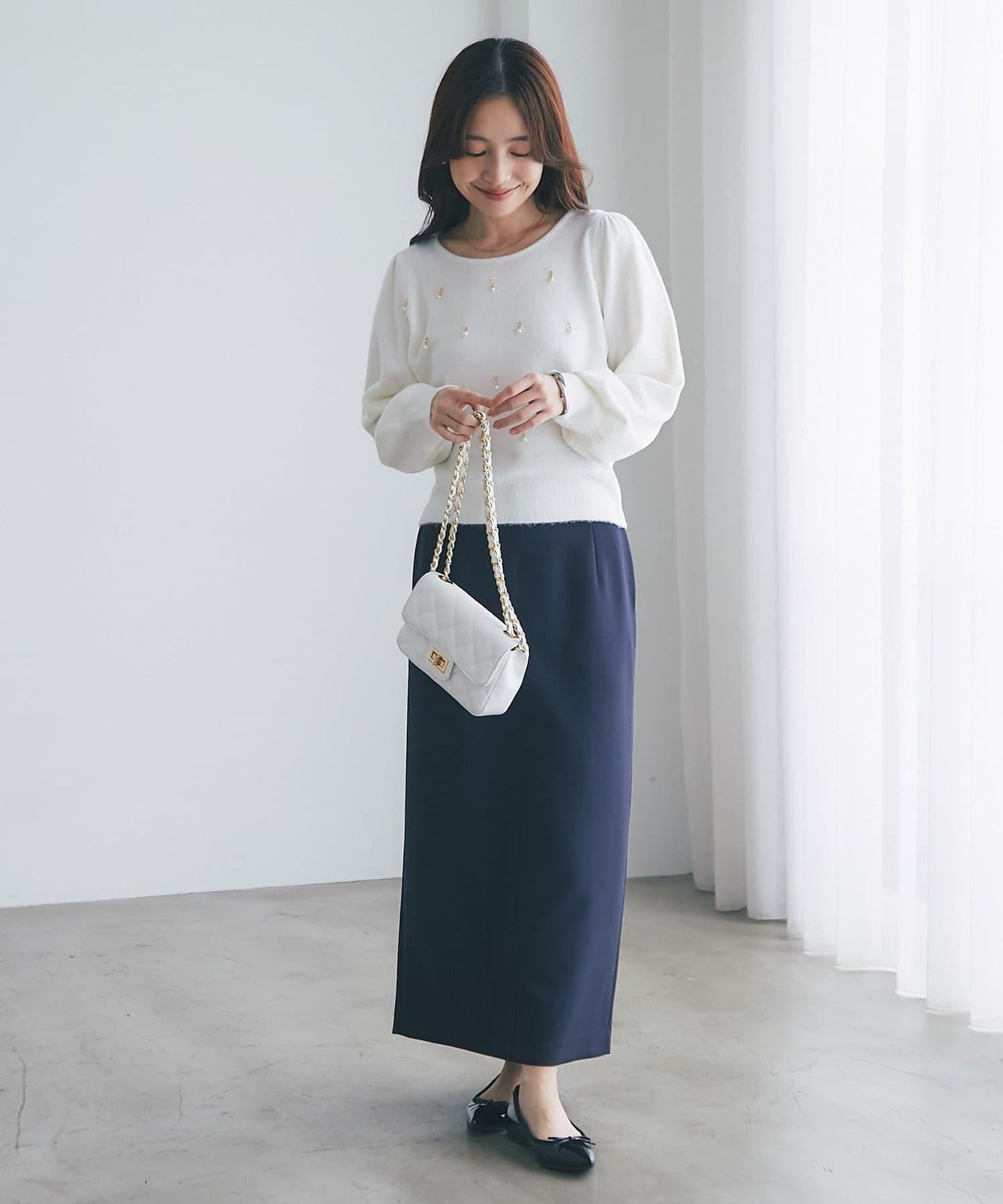 雙層斜紋窄版長裙