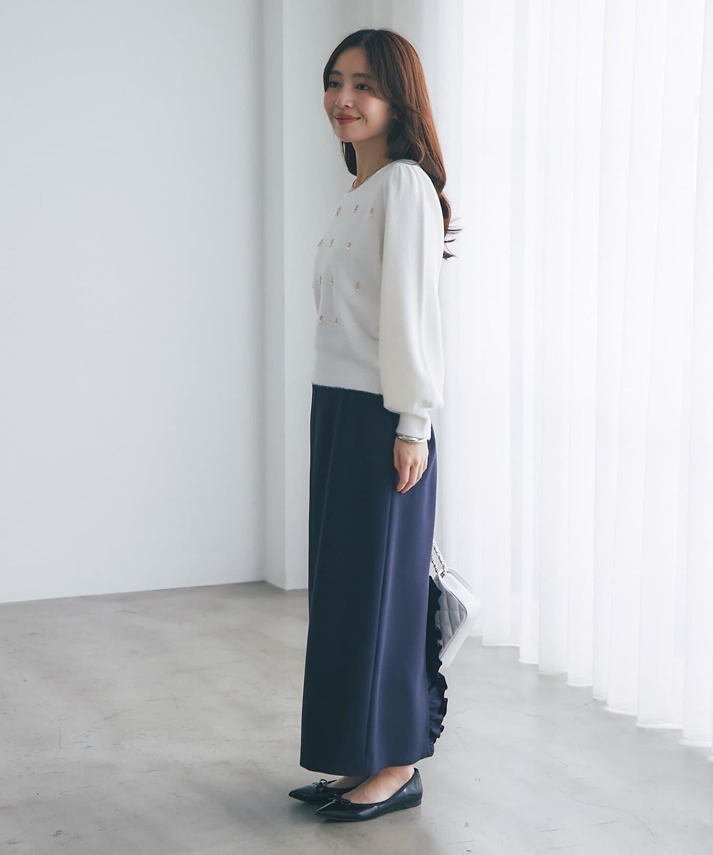 雙層斜紋窄版長裙