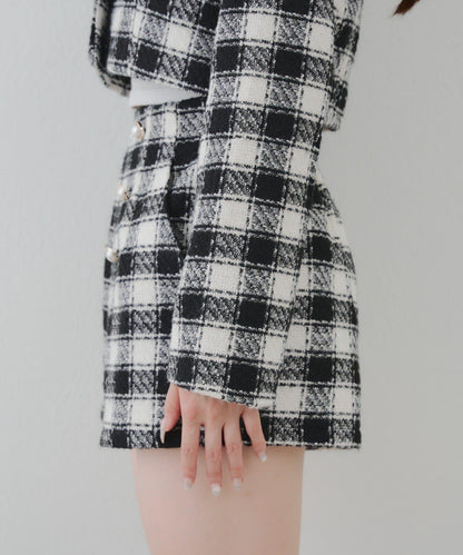 【套裝可搭配】金色紐扣粗花呢短褲