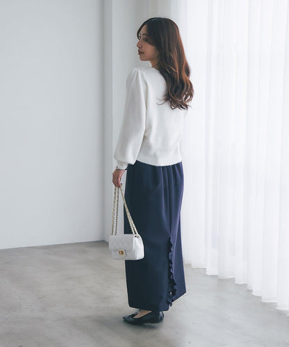 雙層斜紋窄版長裙