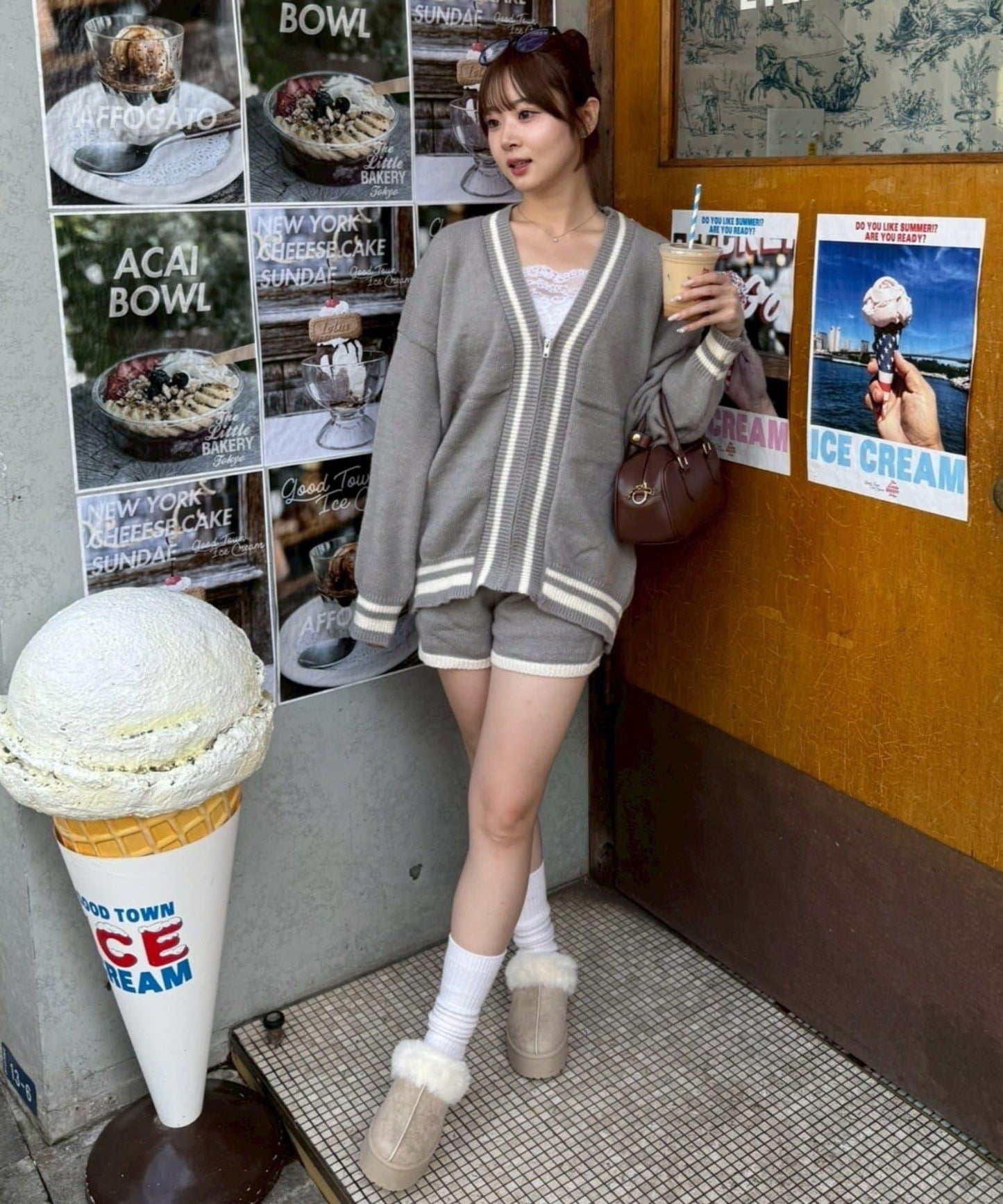 【套裝】拉鍊開衫&針織長褲套裝