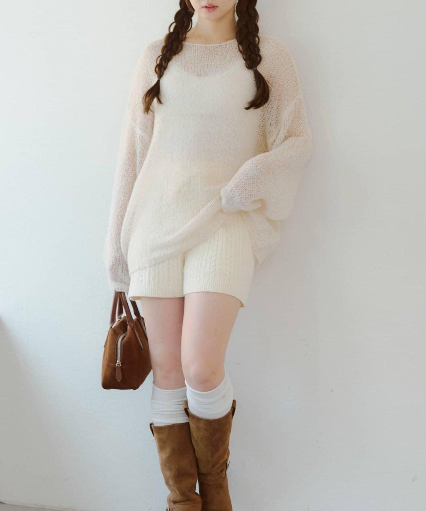 麻花編織針織短褲