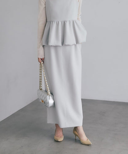 雙層斜紋窄版長裙