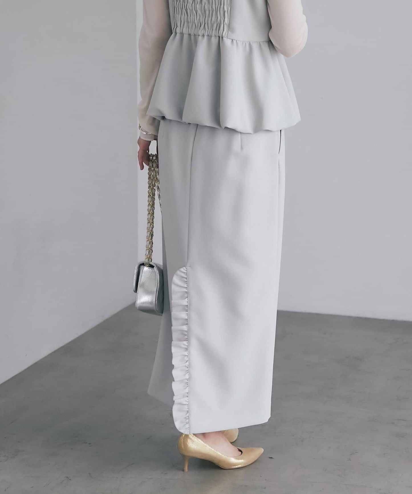 雙層斜紋窄版長裙