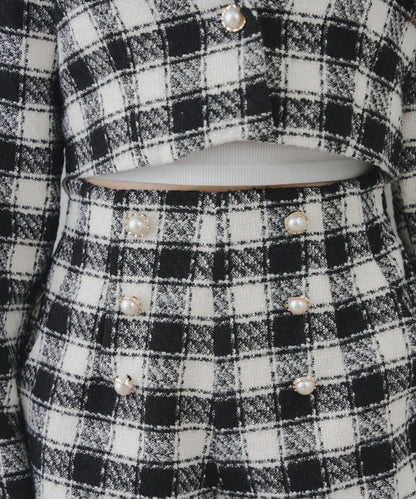 【套裝可搭配】金色紐扣粗花呢短褲