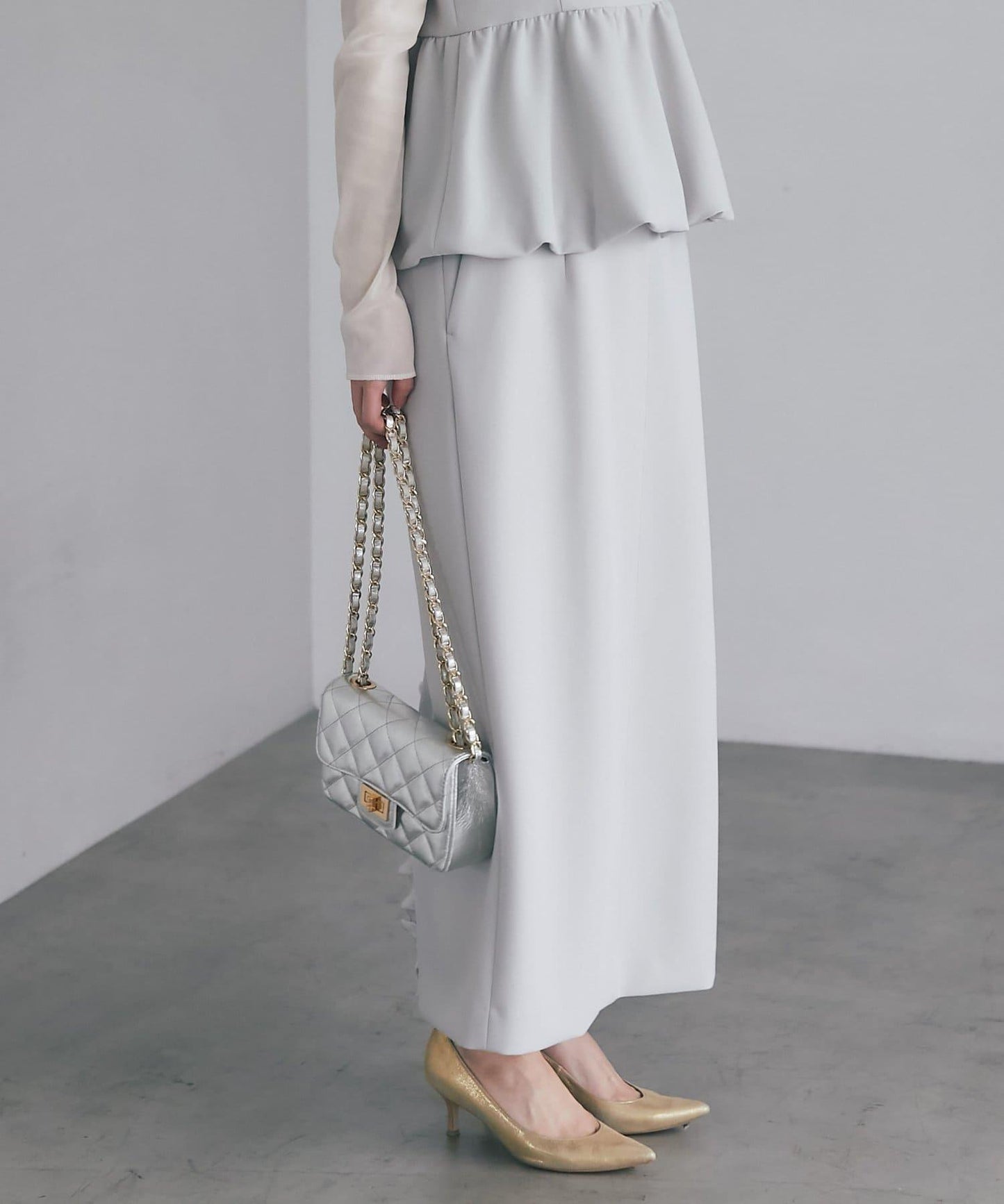 雙層斜紋窄版長裙