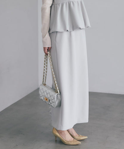 雙層斜紋窄版長裙