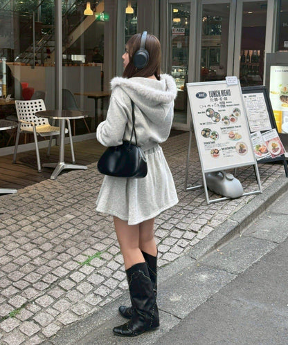 【上下套裝】毛絨連帽衫套裝
