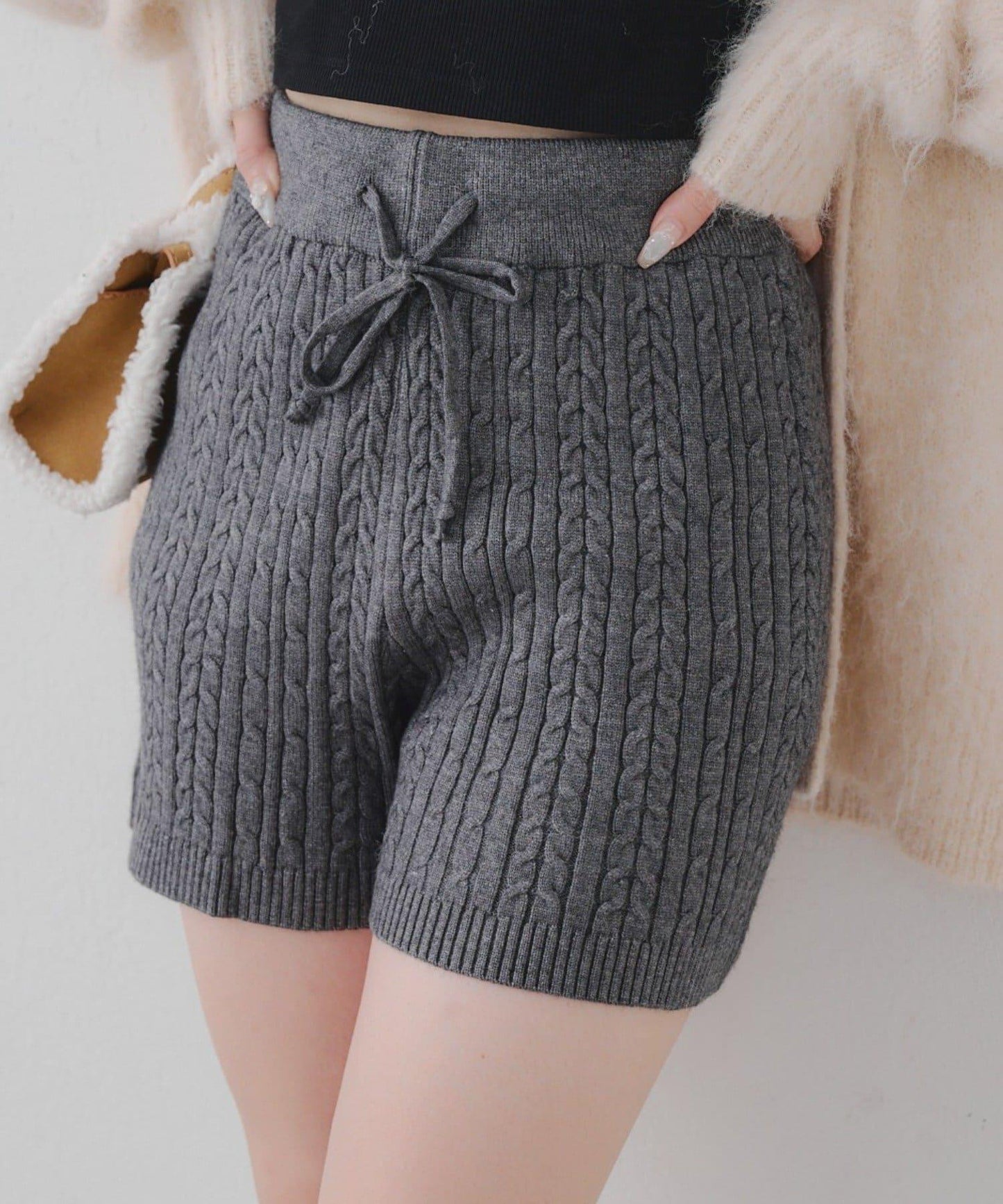 麻花編織針織短褲