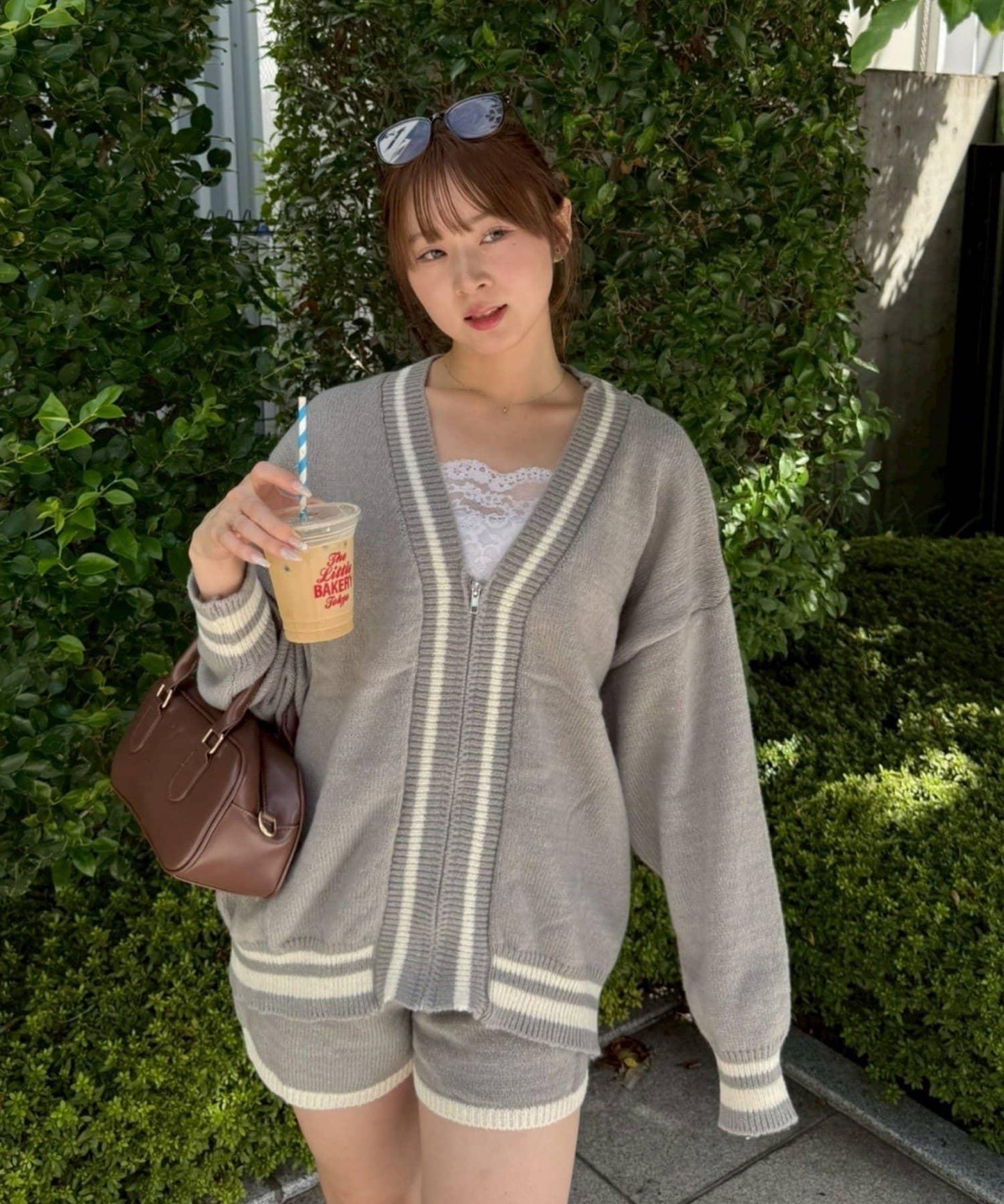 【套裝】拉鍊開衫&針織長褲套裝