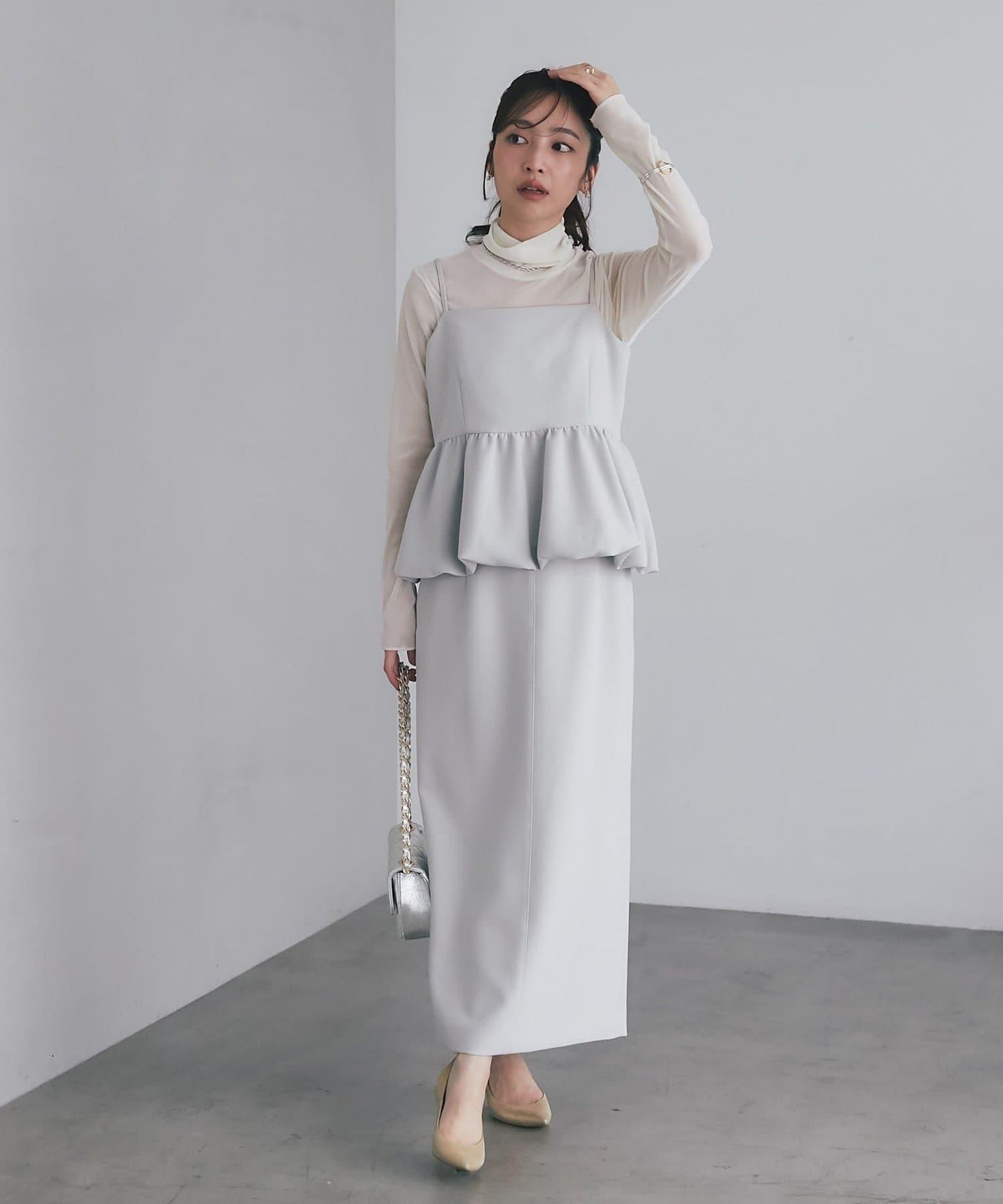 雙層斜紋窄版長裙