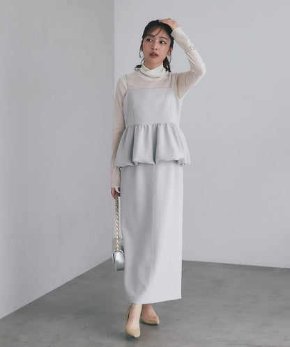 雙層斜紋窄版長裙