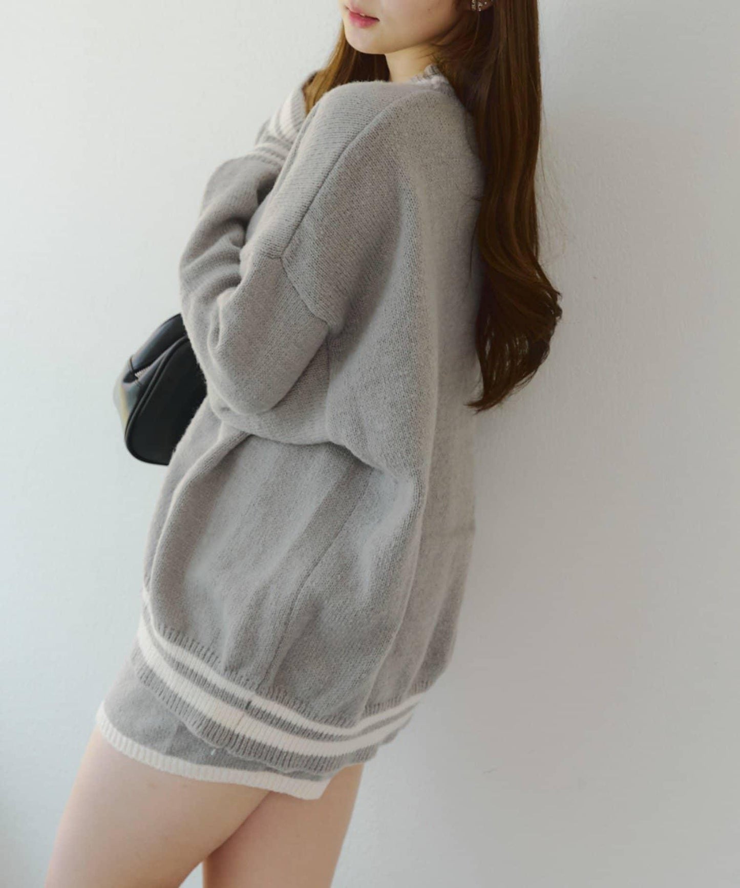 【套裝】拉鍊開衫&針織長褲套裝