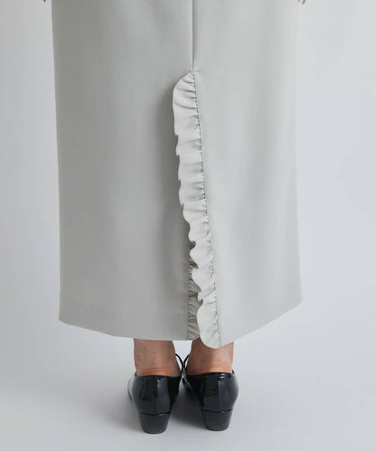 雙層斜紋窄版長裙