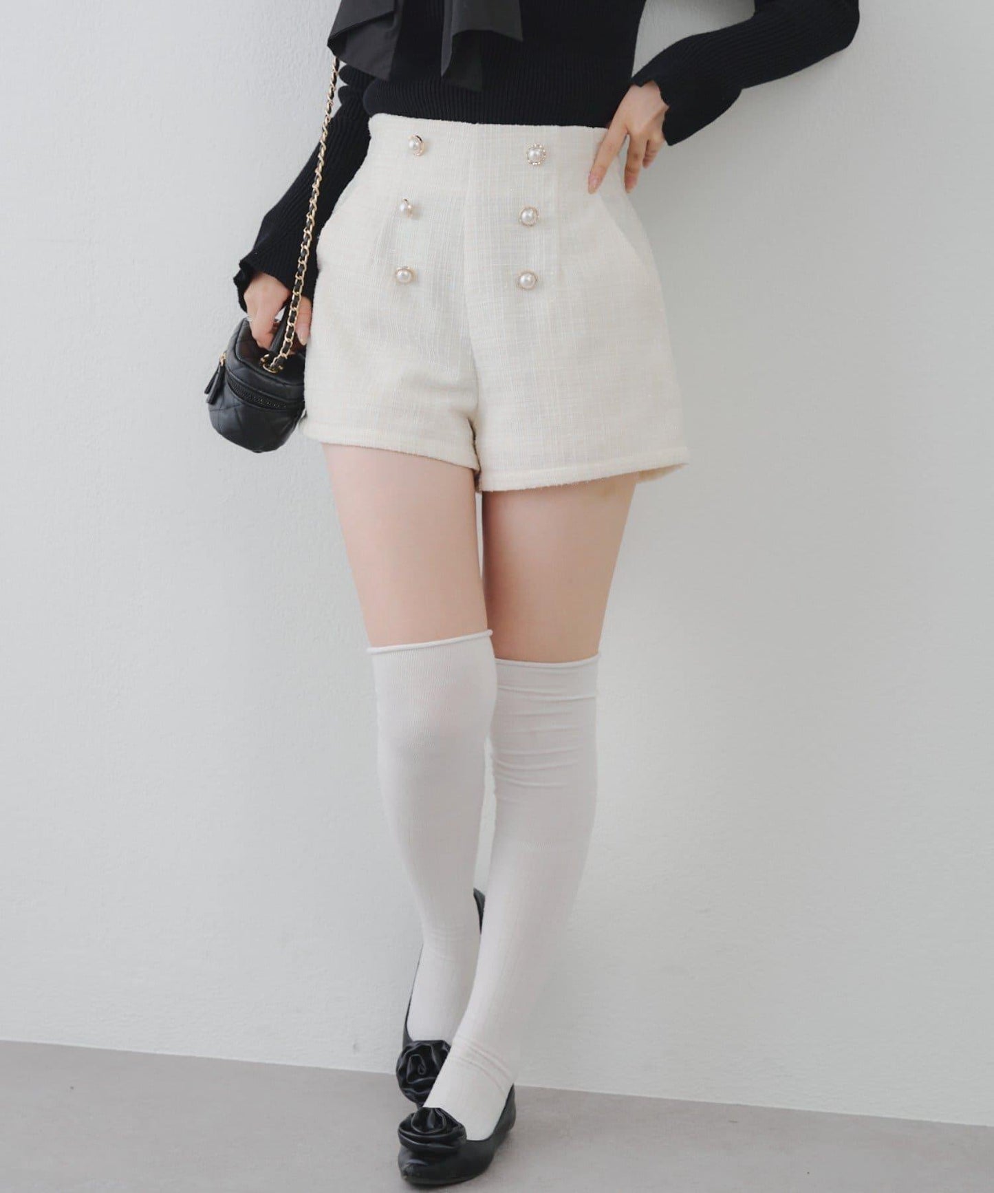 【套裝可搭配】金色紐扣粗花呢短褲
